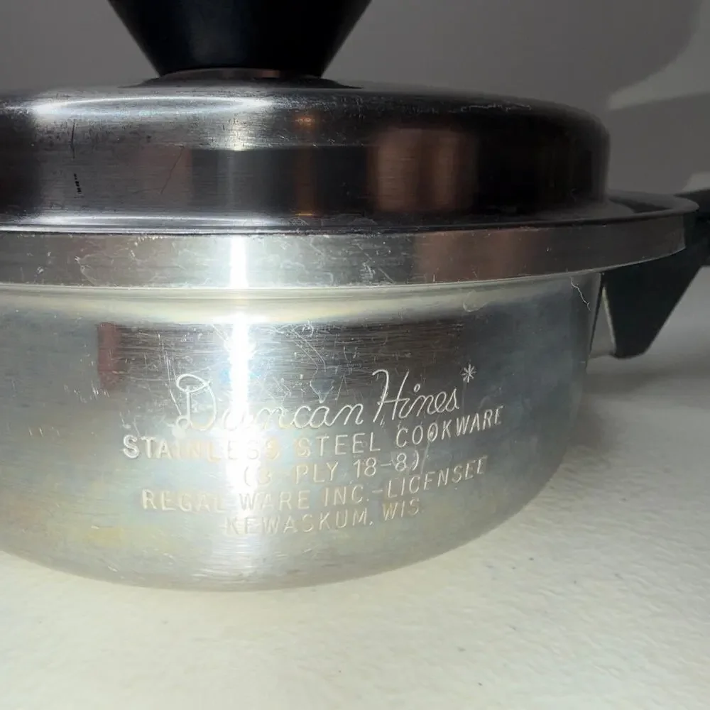 Duncan Hines Regal Ware 18/8 Stainless Steel 1 Quart Saucepan with Lid Vintage